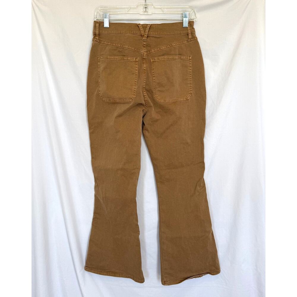 Veronica Beard Jeans Carson Cropped High Rise Ankle Flare Pants Tan Acorn, 28 - Picture 4 of 5